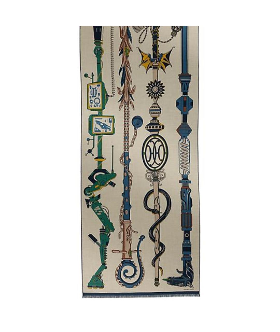 HERMES Бежевый шелковый шарф, фото 2