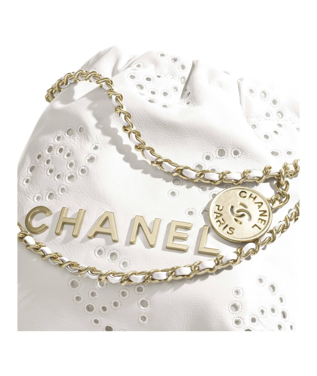 CHANEL Белая кожаная сумка через плечо, фото 5