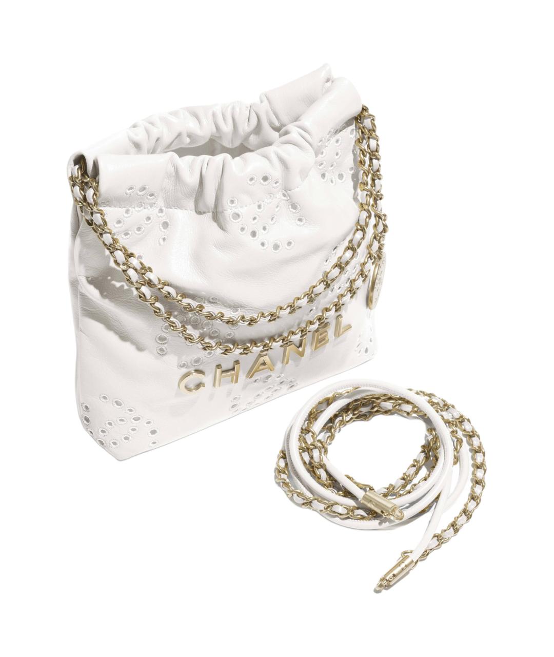 CHANEL Белая кожаная сумка через плечо, фото 4