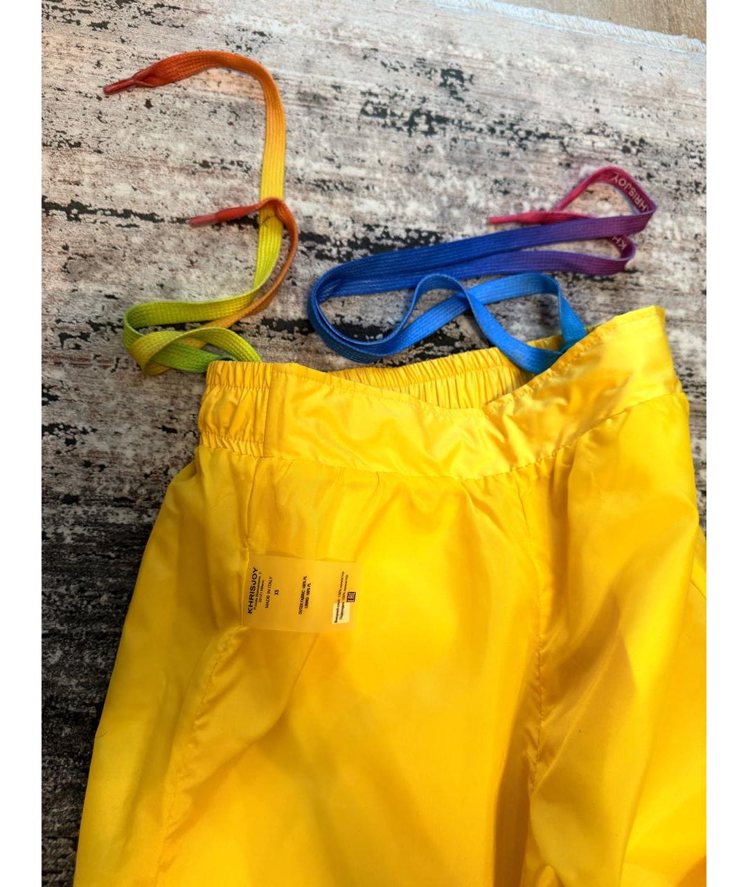 KHRISJOY Желтые полиэстеровые прямые брюки, фото 7