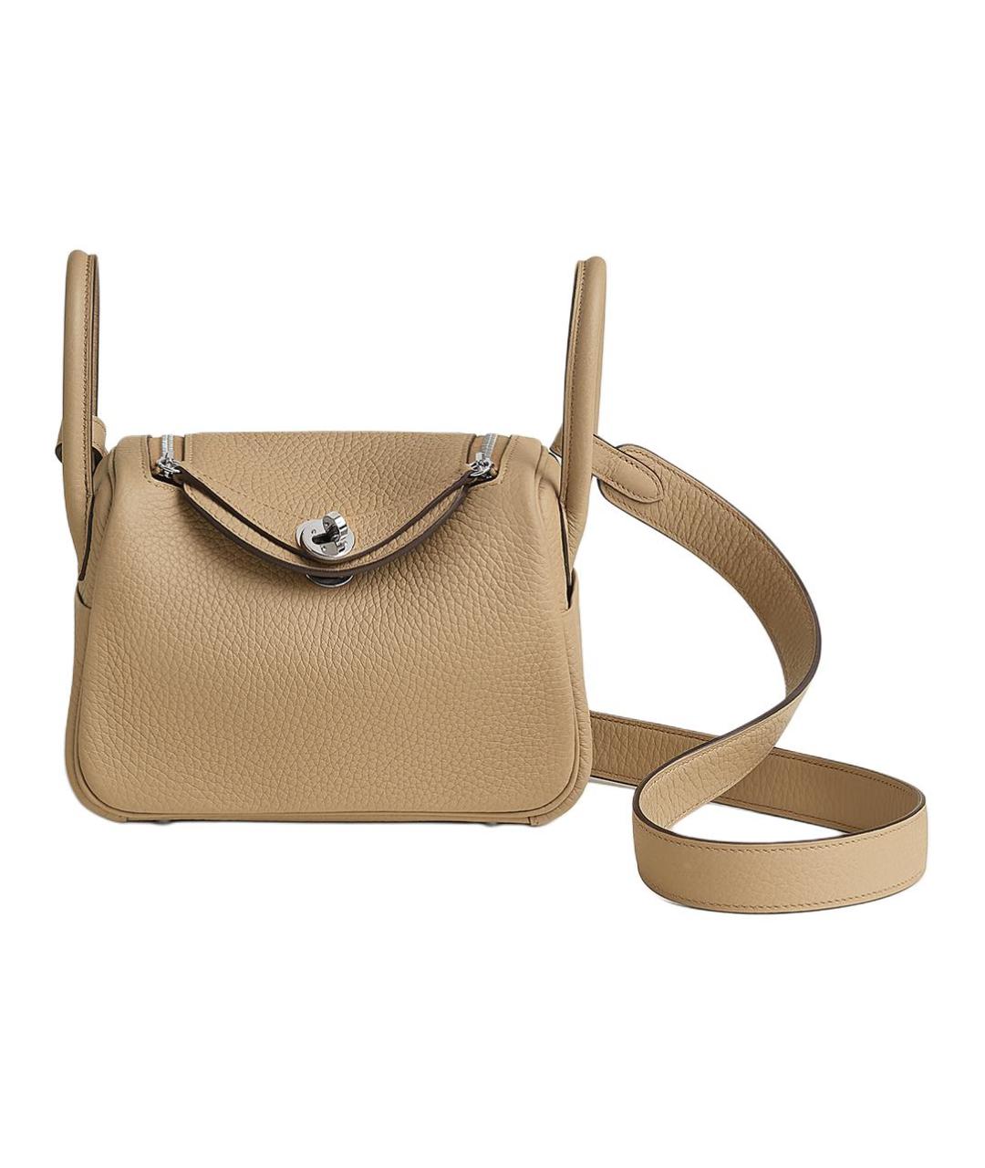 HERMES Бежевая кожаная сумка через плечо, фото 1