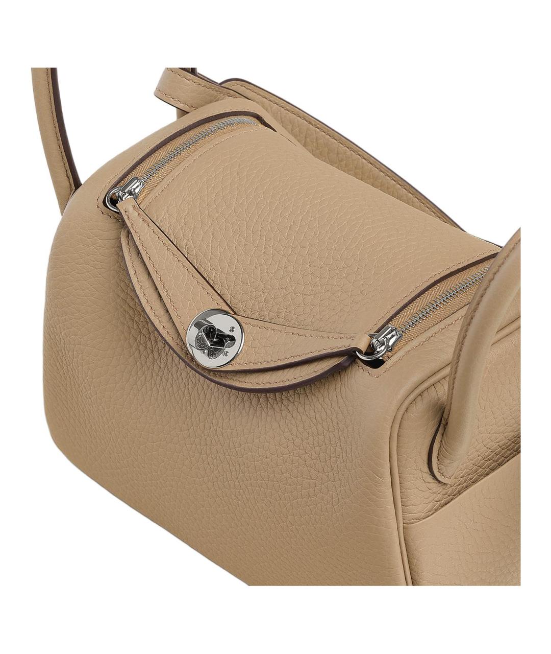 HERMES Бежевая кожаная сумка через плечо, фото 3