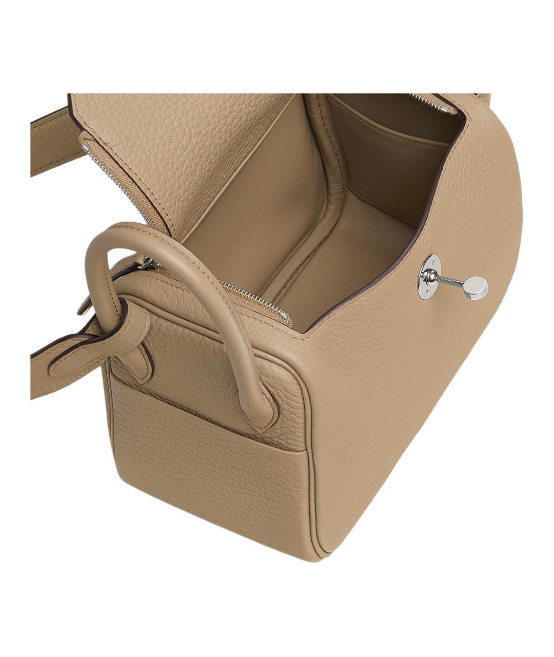 HERMES Бежевая кожаная сумка через плечо, фото 4