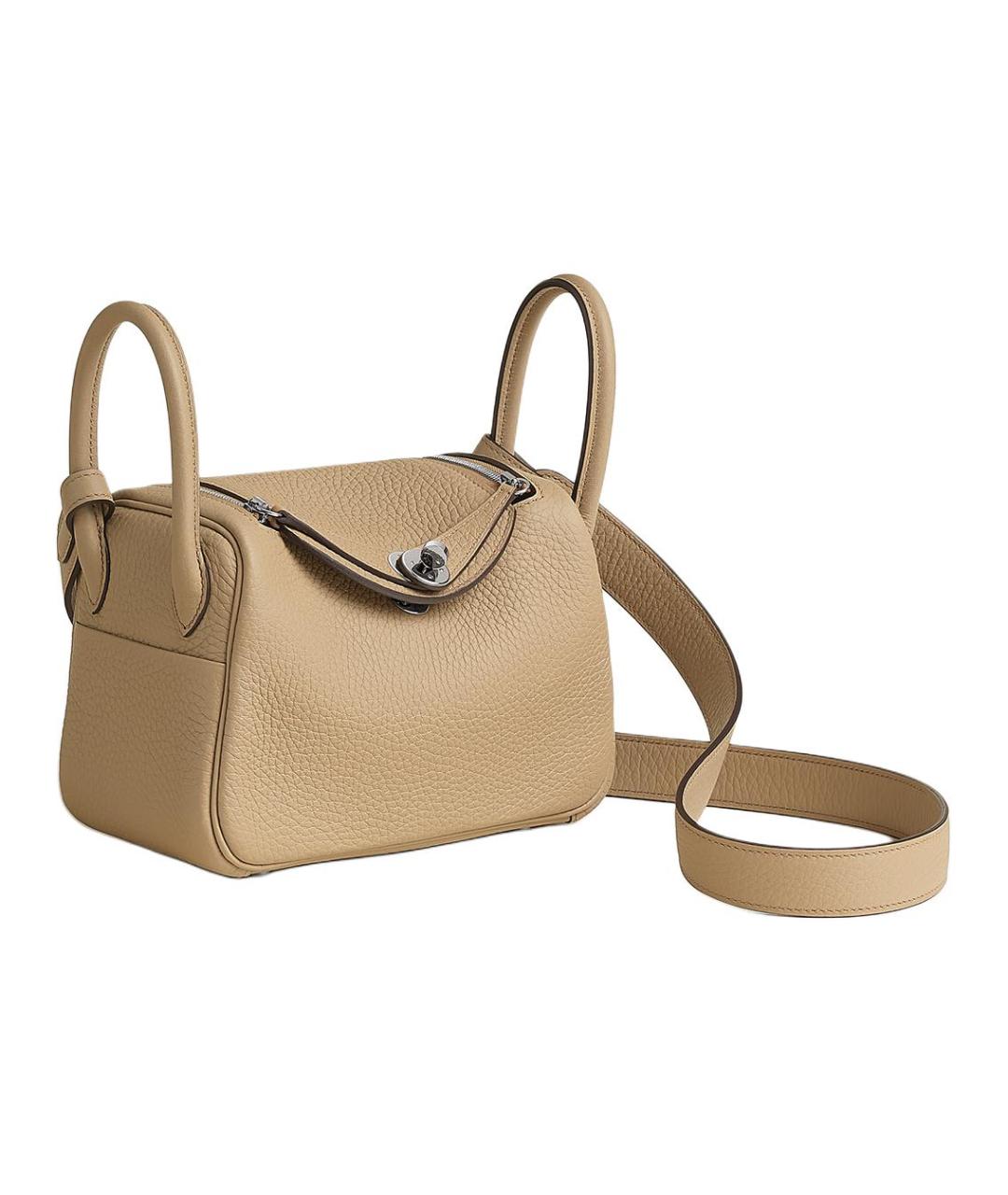 HERMES Бежевая кожаная сумка через плечо, фото 2