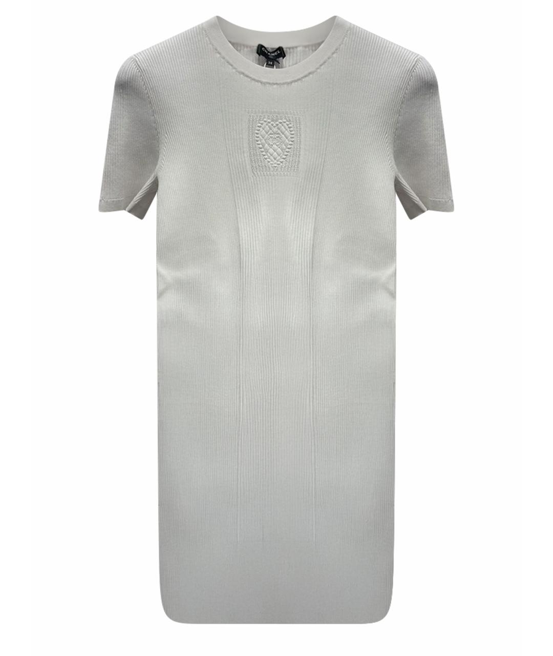 CHANEL Белая хлопко-эластановая футболка, фото 1