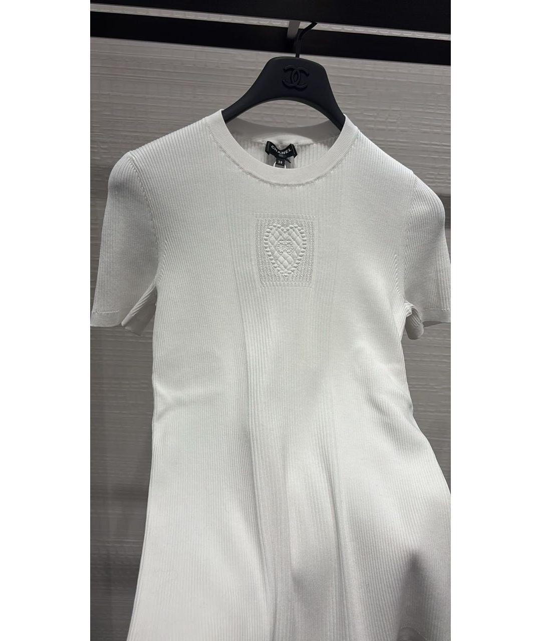 CHANEL Белая хлопко-эластановая футболка, фото 6