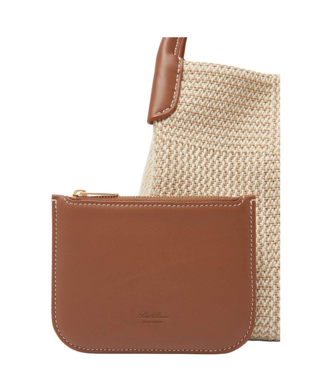 LORO PIANA Бежевая хлопковая сумка через плечо, фото 6