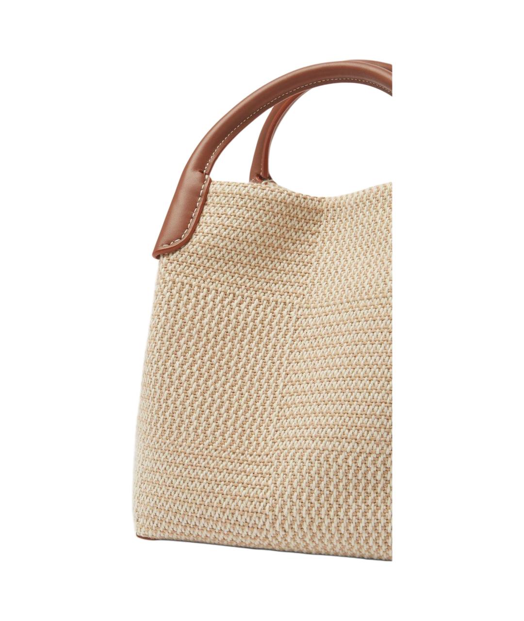 LORO PIANA Бежевая хлопковая сумка через плечо, фото 4