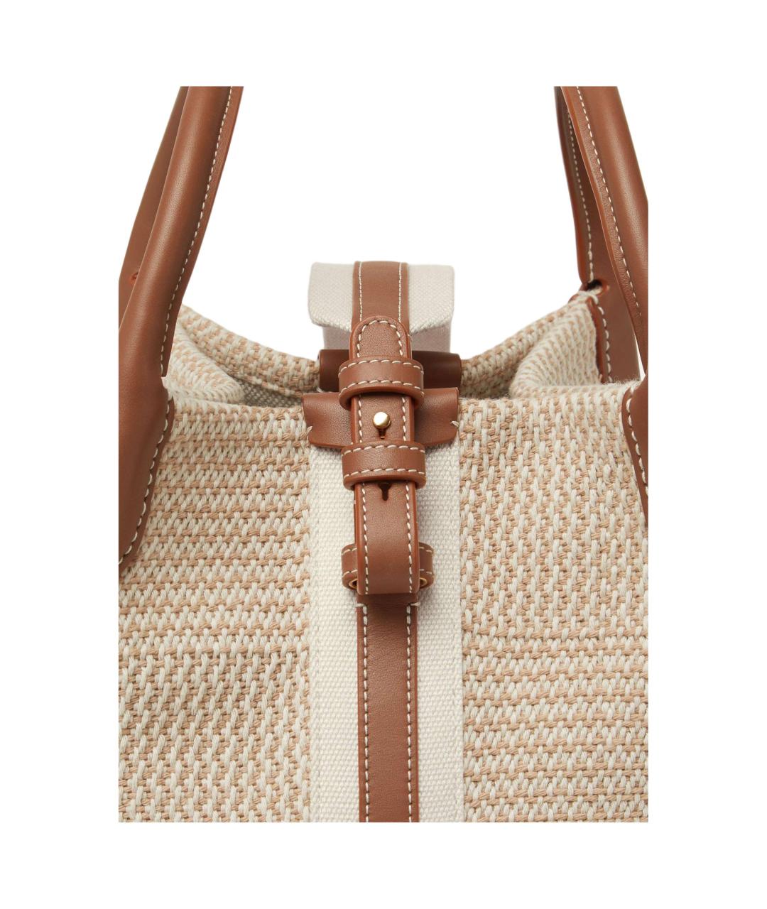 LORO PIANA Бежевая хлопковая сумка через плечо, фото 5
