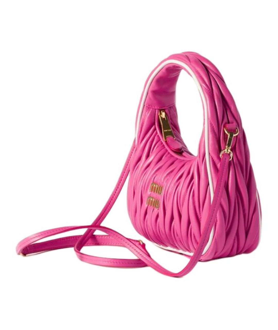 MIU MIU Розовая кожаная сумка через плечо, фото 2