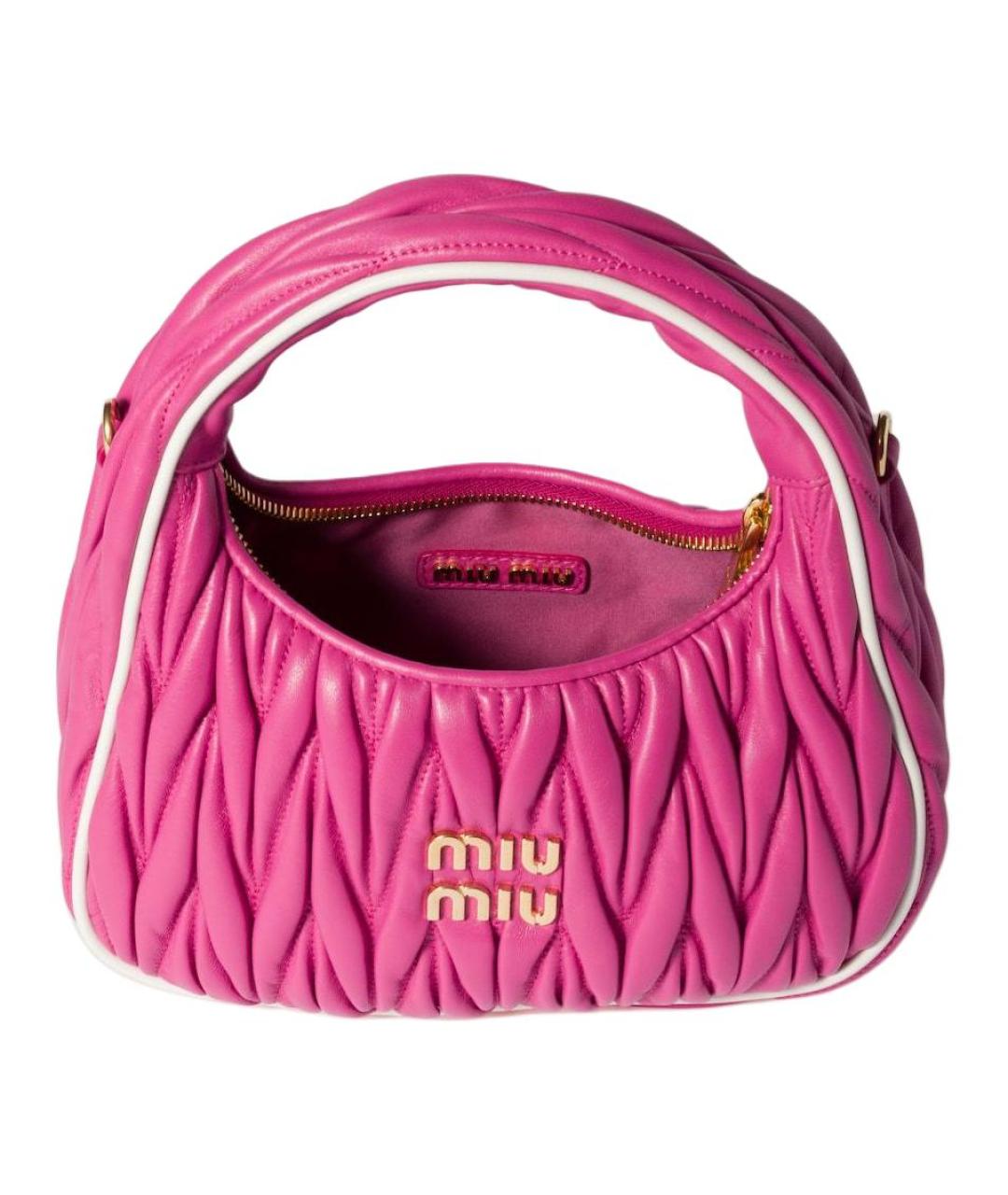 MIU MIU Розовая кожаная сумка через плечо, фото 5