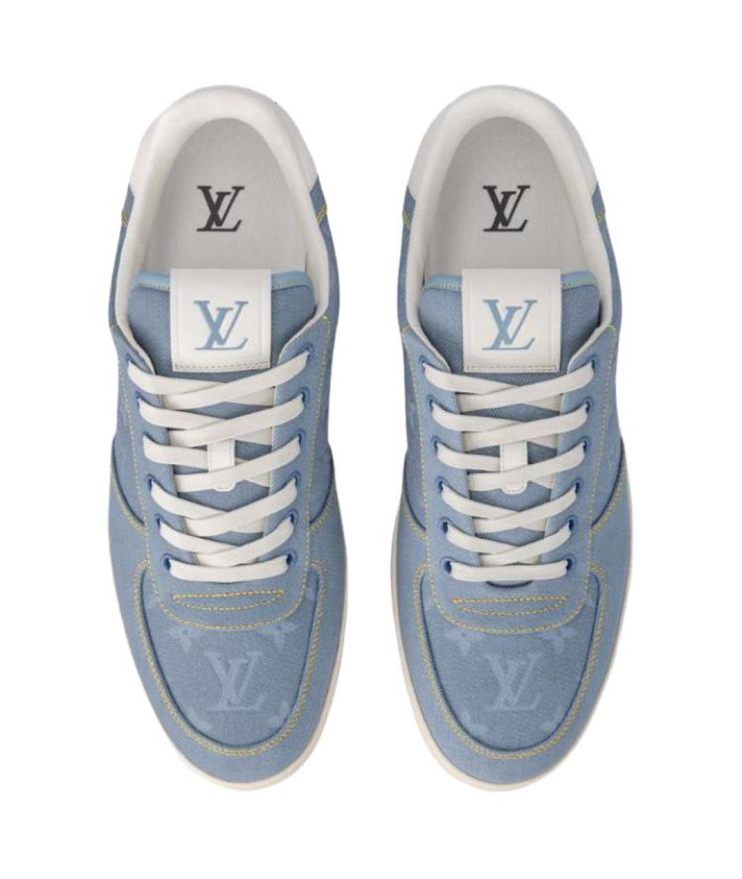 LOUIS VUITTON Голубые кожаные низкие кроссовки / кеды, фото 4