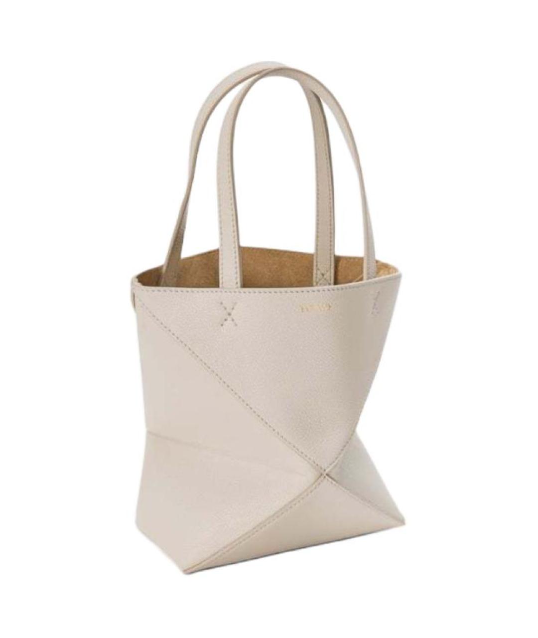 LOEWE Бежевая кожаная сумка через плечо, фото 3