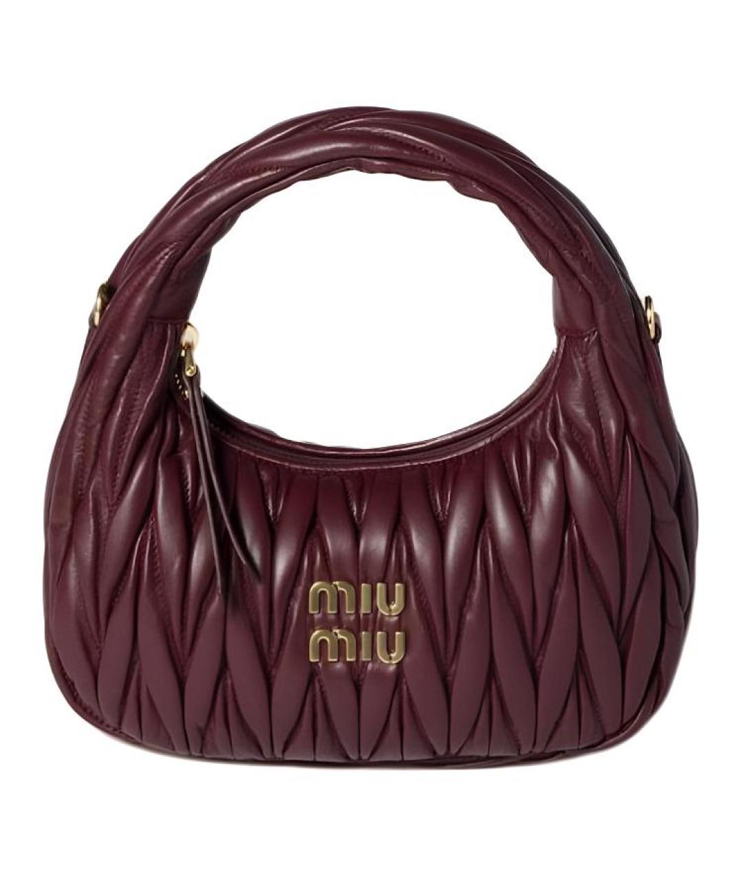 MIU MIU Бордовая кожаная сумка через плечо, фото 1