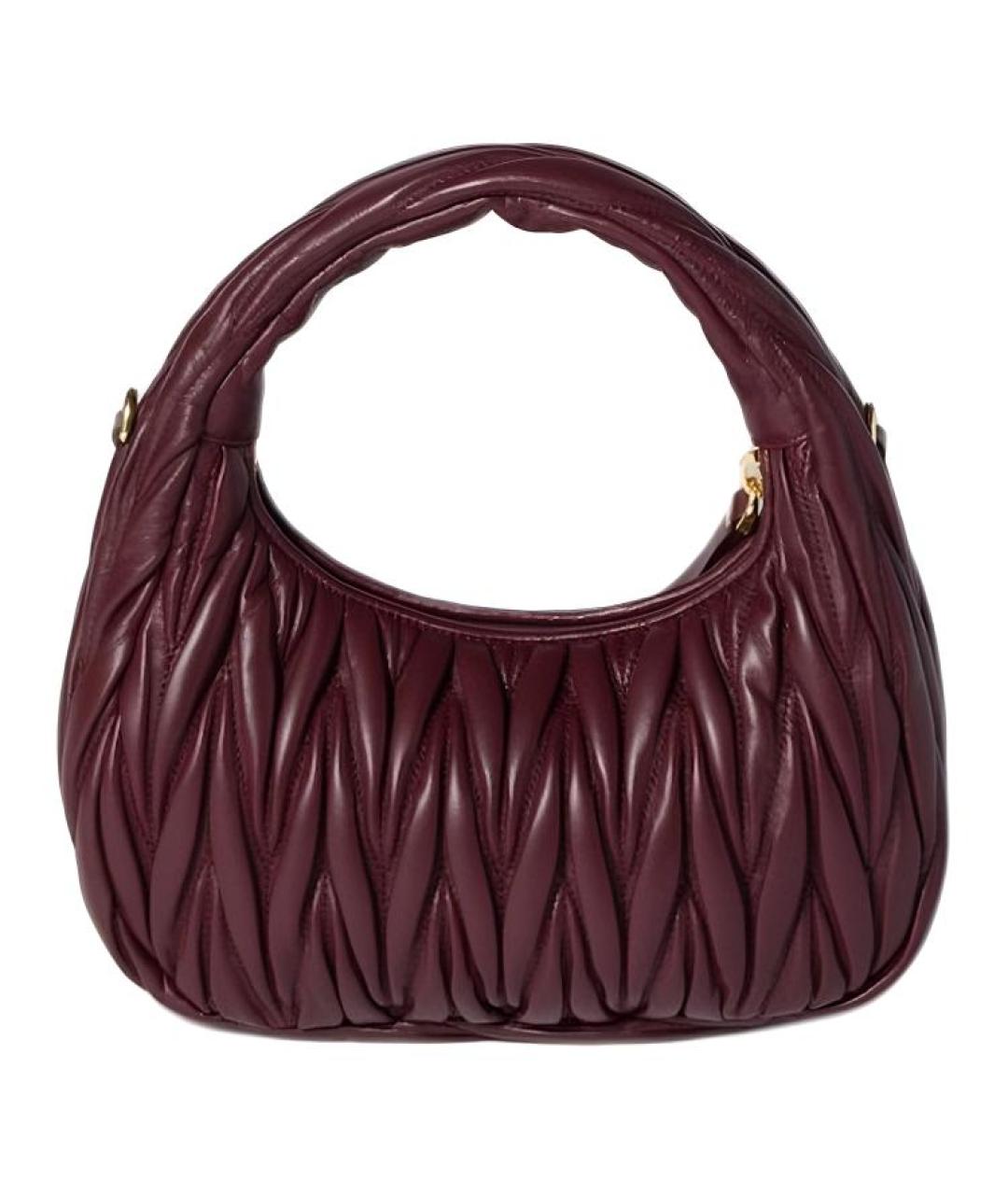 MIU MIU Бордовая кожаная сумка через плечо, фото 3