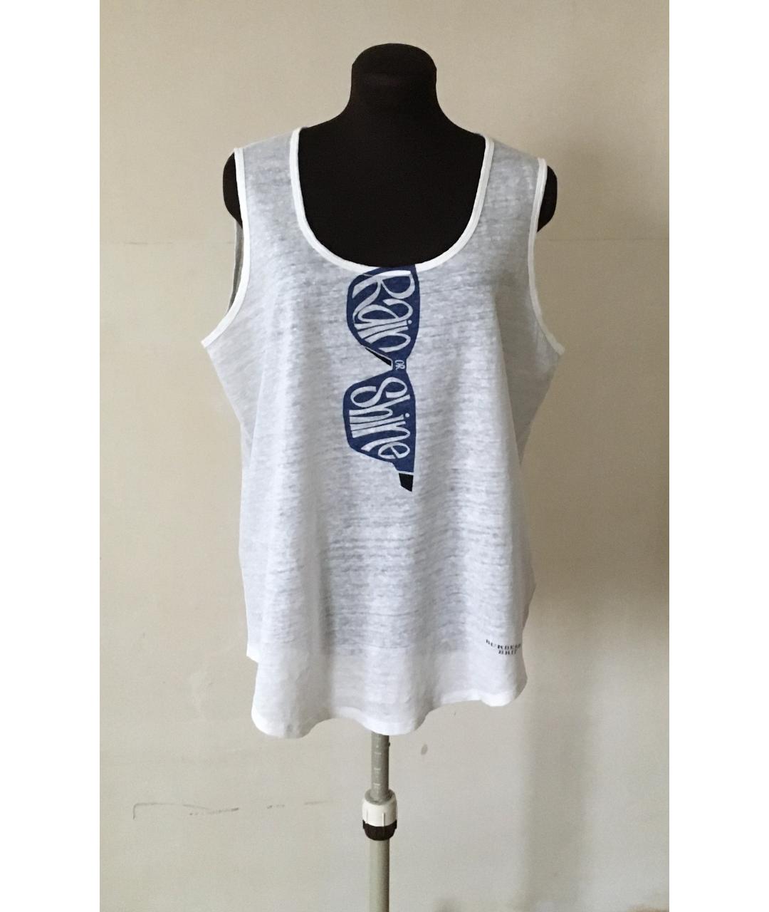 BURBERRY Белая льняная майка, фото 3