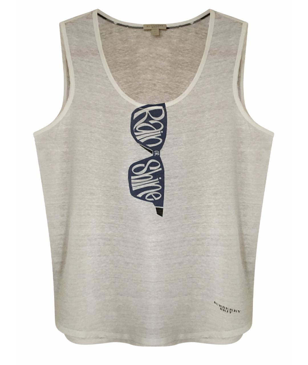 BURBERRY Белая льняная майка, фото 1