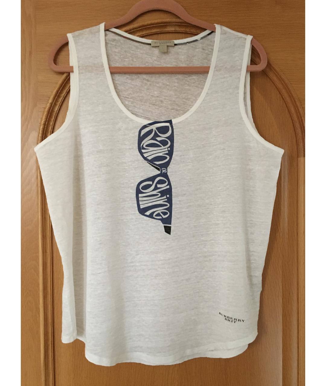 BURBERRY Белая льняная майка, фото 10