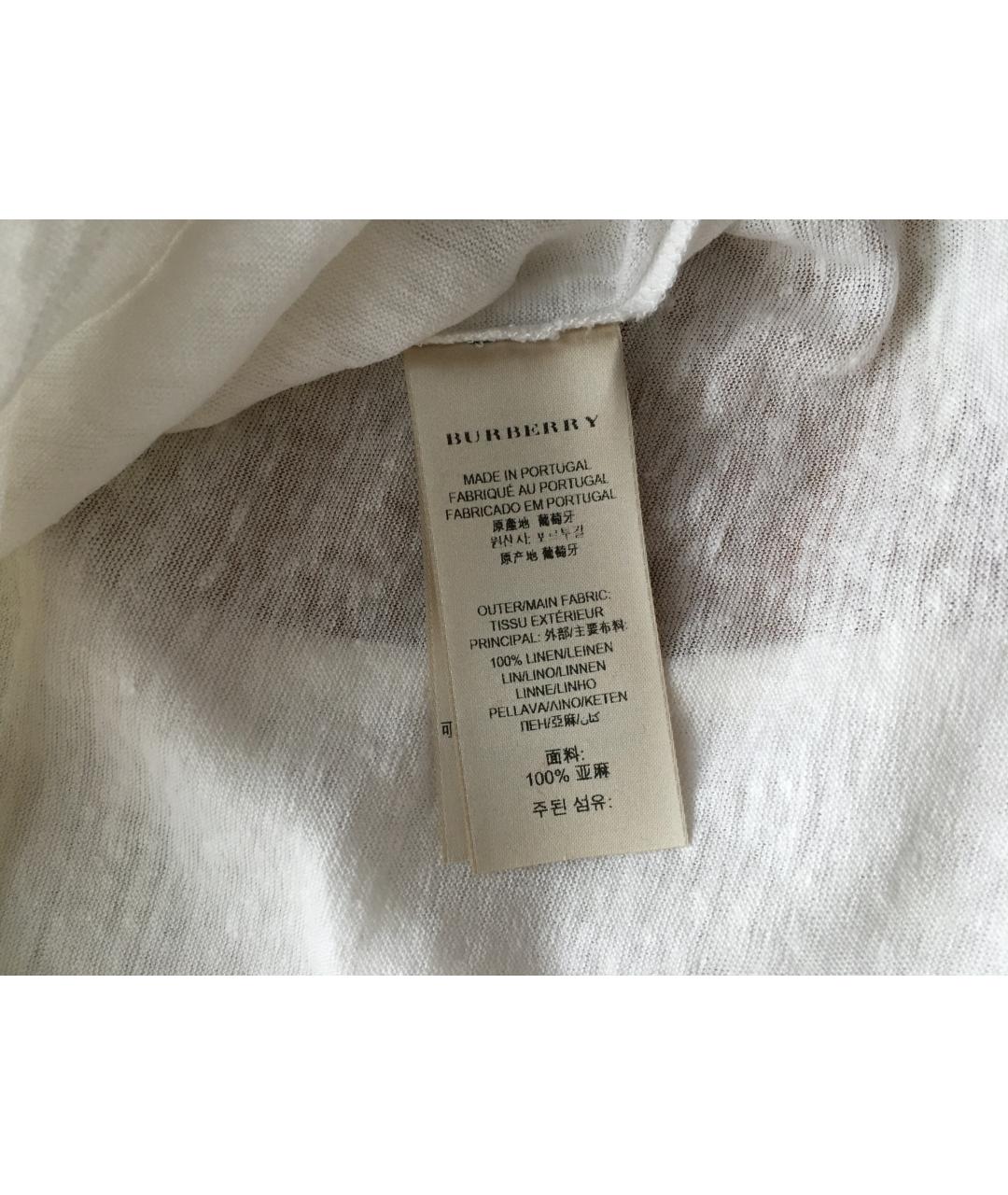 BURBERRY Белая льняная майка, фото 9
