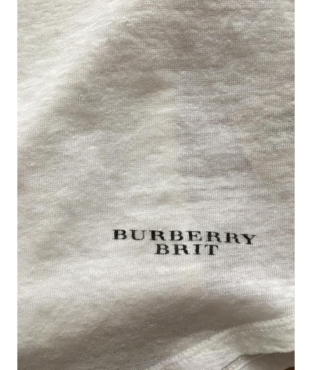 BURBERRY Белая льняная майка, фото 8
