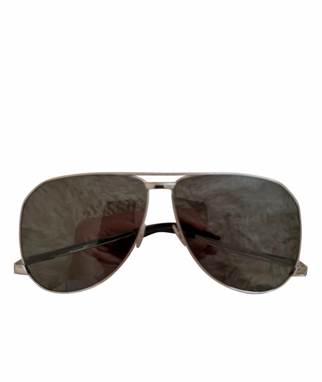 SAINT LAURENT Черные металлические солнцезащитные очки, фото 1