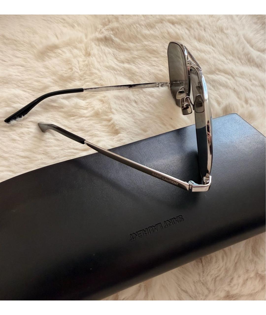 SAINT LAURENT Черные металлические солнцезащитные очки, фото 2
