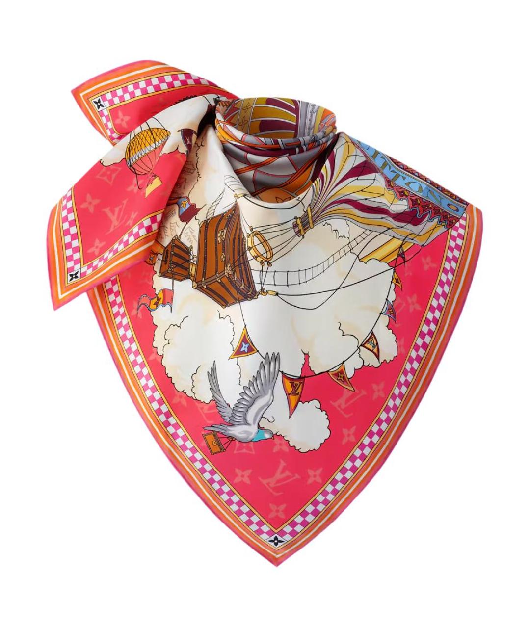 LOUIS VUITTON Фуксия шелковый шарф, фото 2