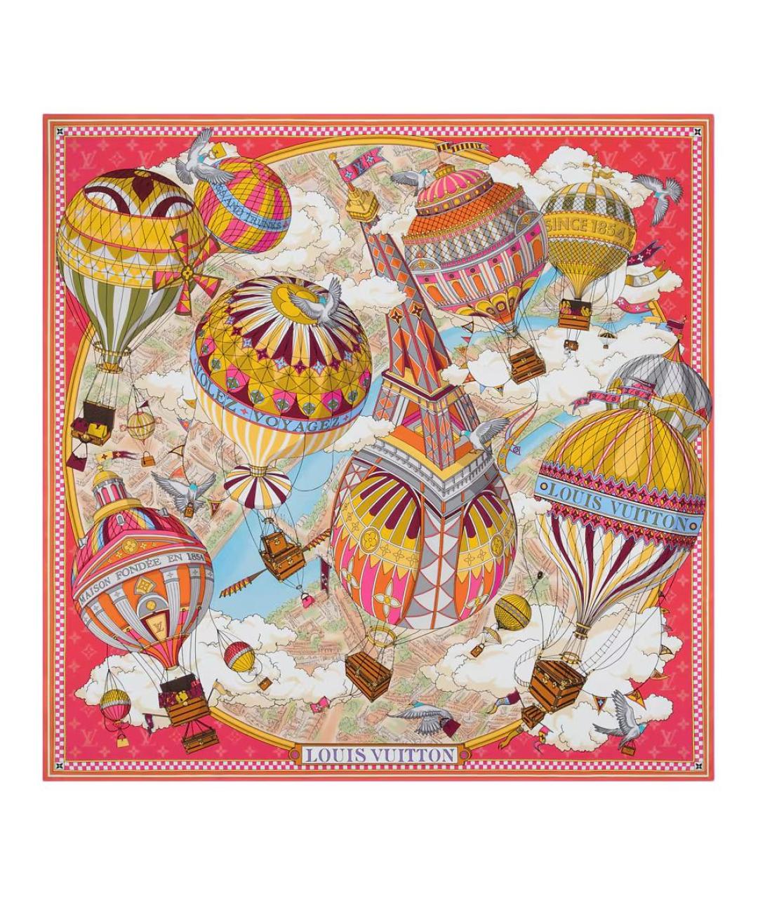 LOUIS VUITTON Фуксия шелковый шарф, фото 1