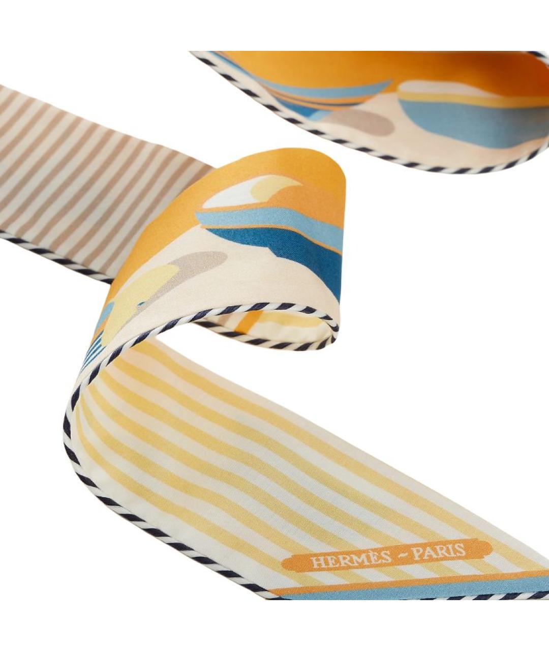 HERMES Желтый хлопковый шарф, фото 2