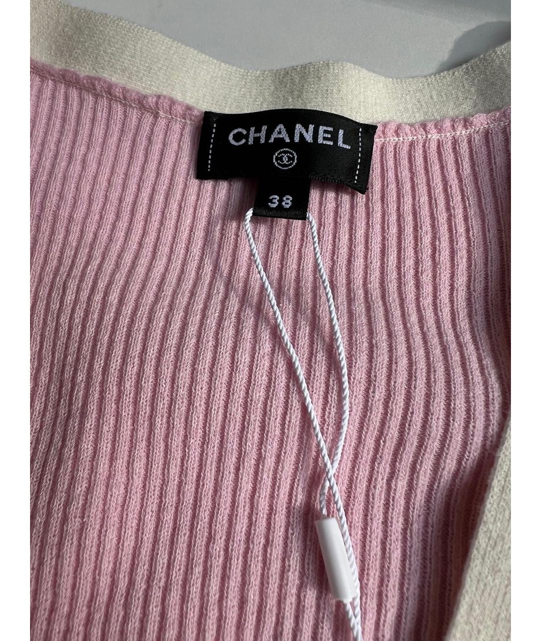CHANEL Розовый хлопко-эластановый кардиган, фото 6
