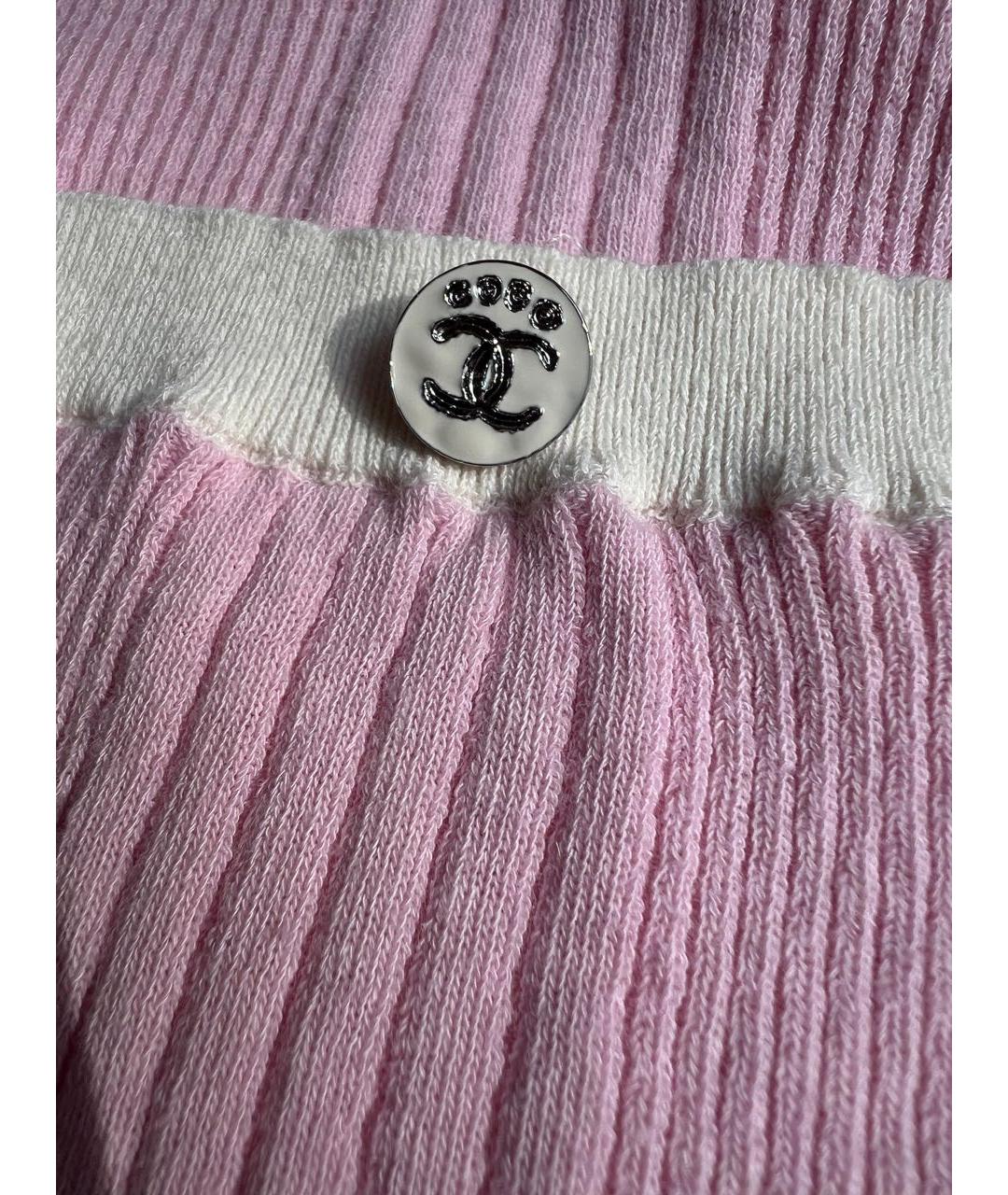 CHANEL Розовый хлопко-эластановый кардиган, фото 4