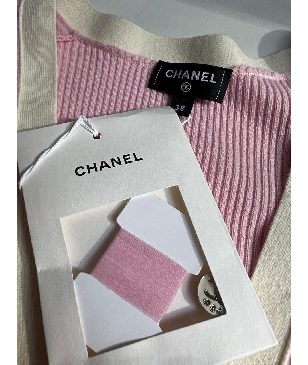 CHANEL Розовый хлопко-эластановый кардиган, фото 5