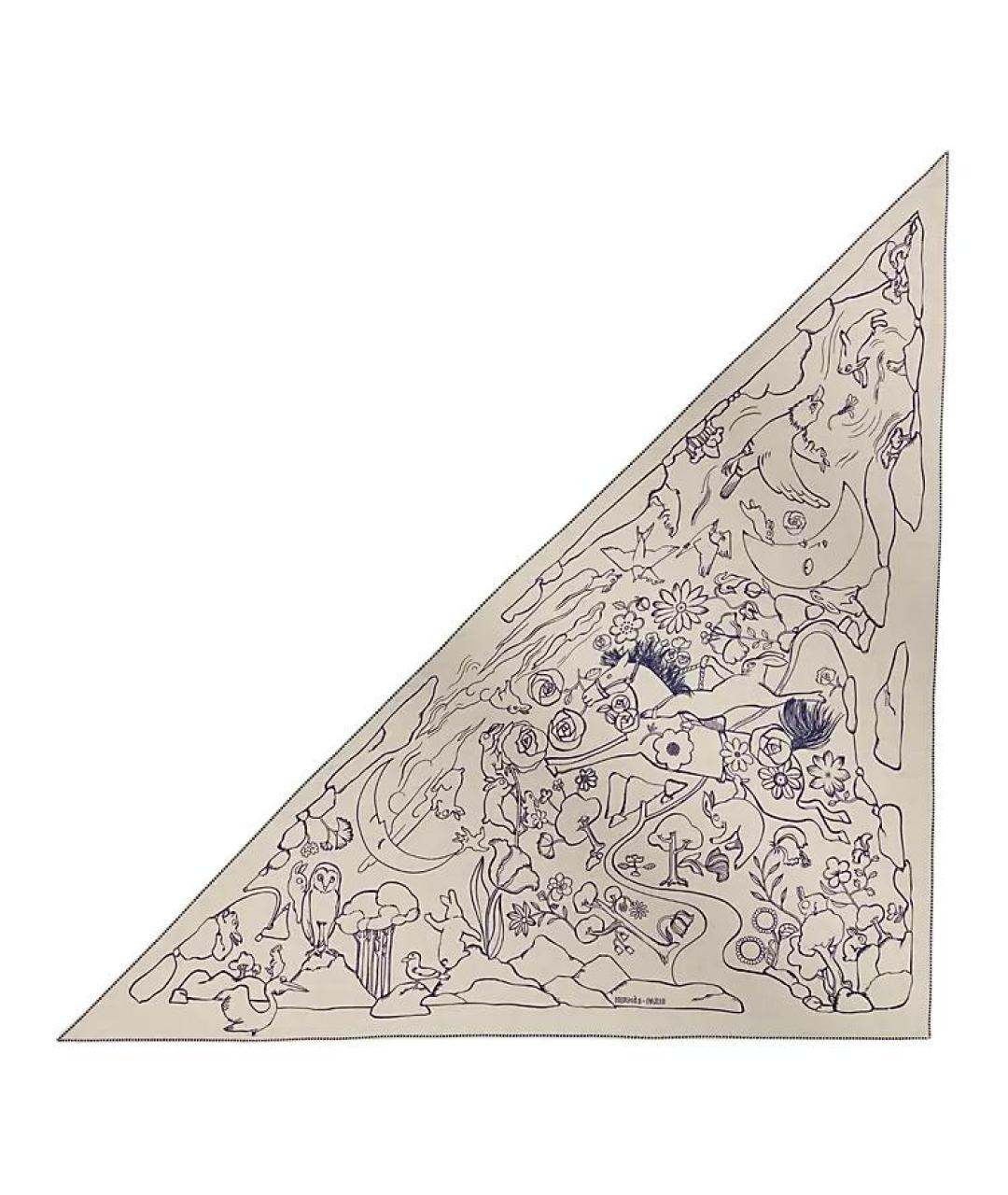 HERMES Бежевый кашемировый шарф, фото 1