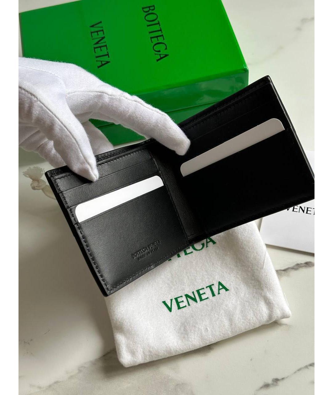 BOTTEGA VENETA Черный кожаный кошелек, фото 3