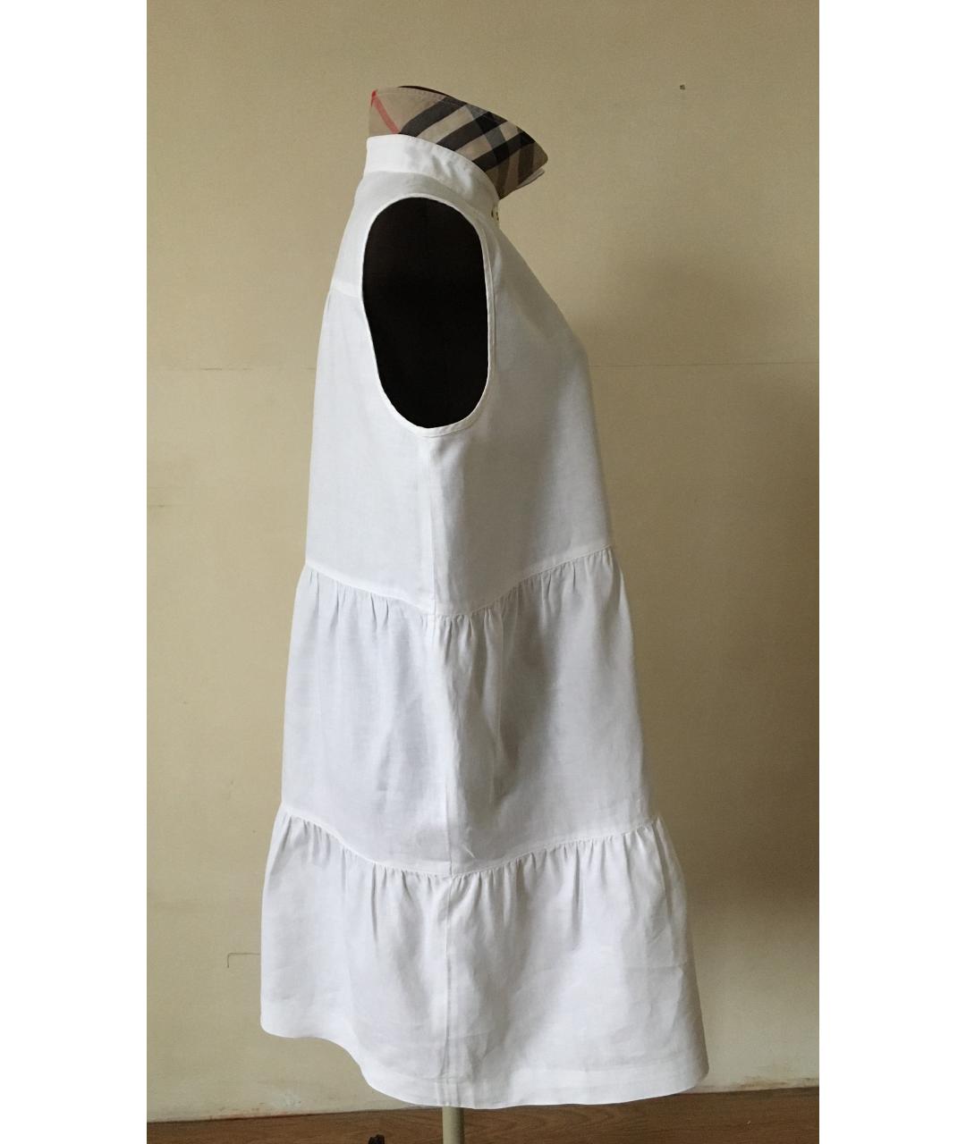 BURBERRY Белое льняное повседневное платье, фото 6