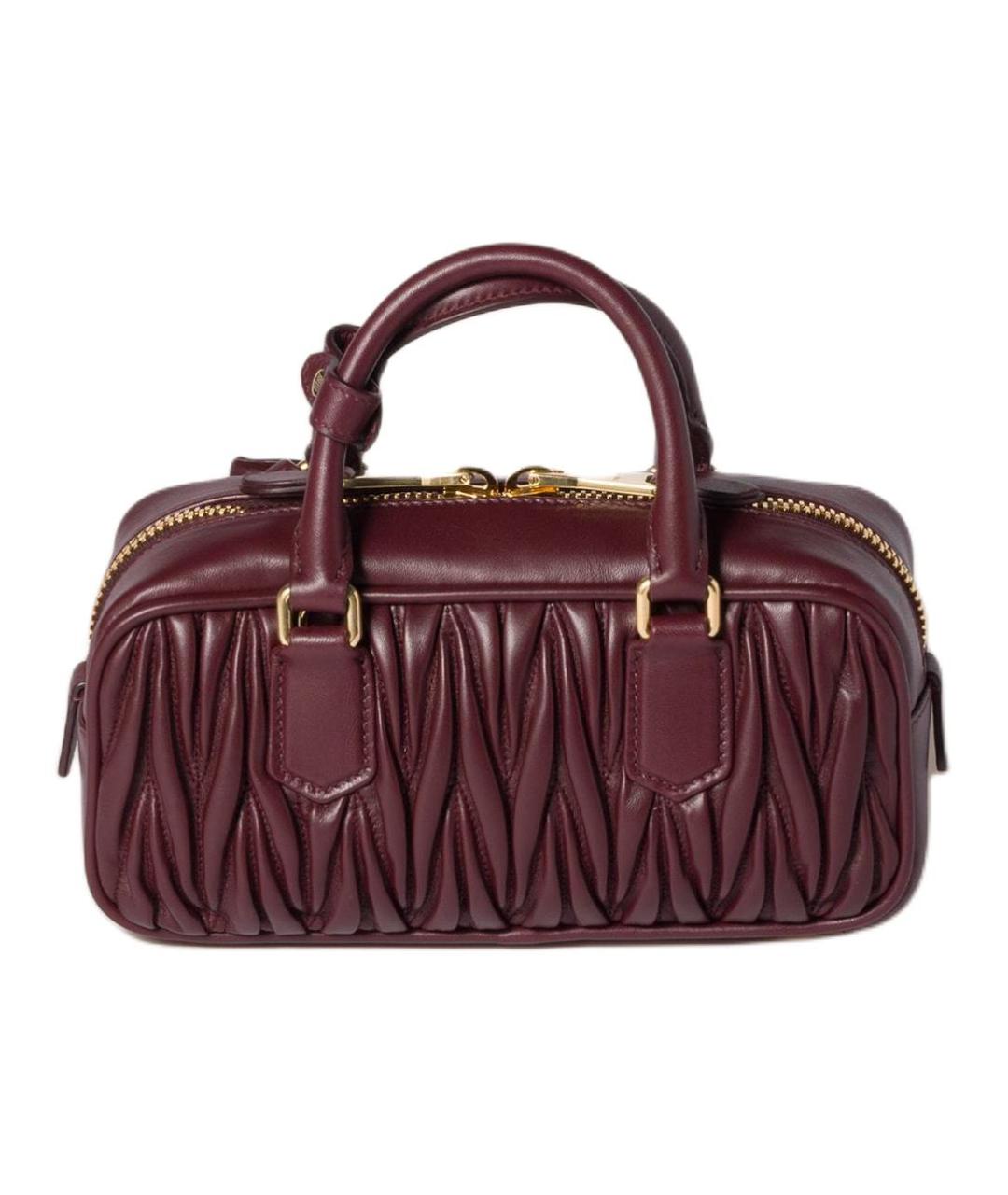 MIU MIU Бордовая кожаная сумка через плечо, фото 3