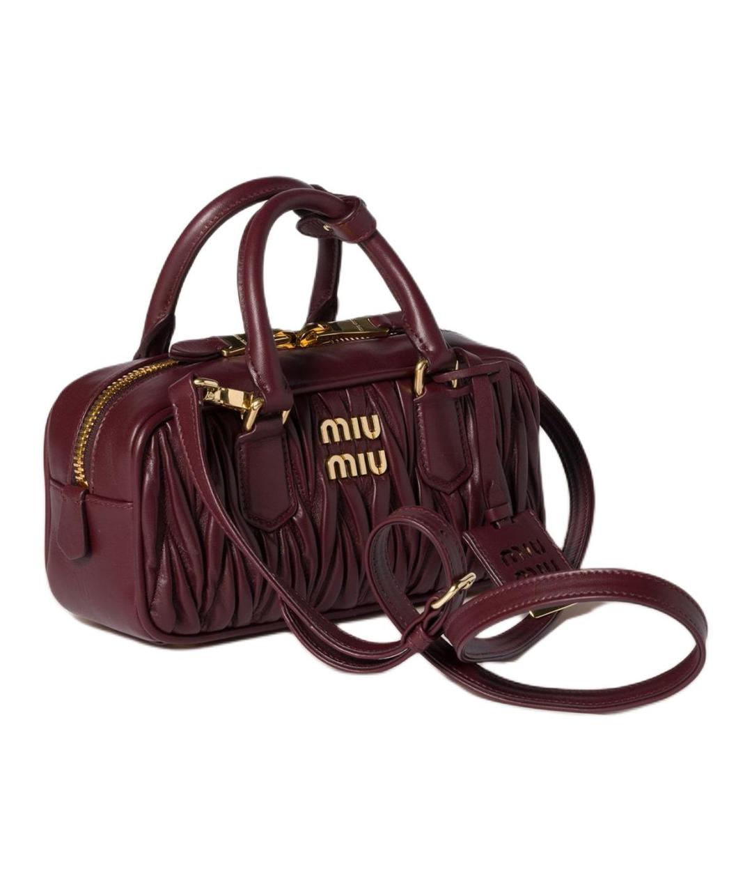 MIU MIU Бордовая кожаная сумка через плечо, фото 2