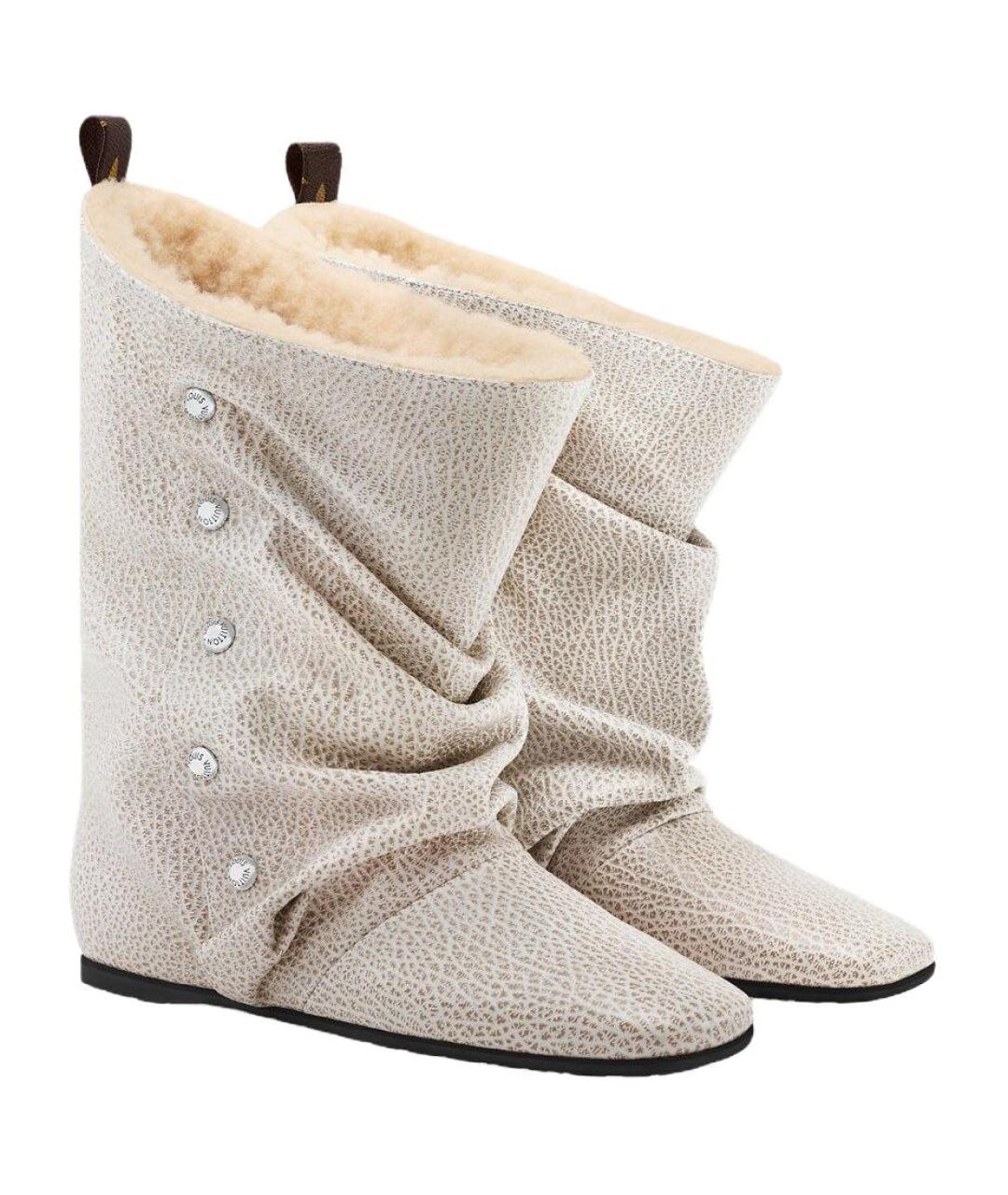 LOUIS VUITTON Бежевые кожаные сапоги, фото 3