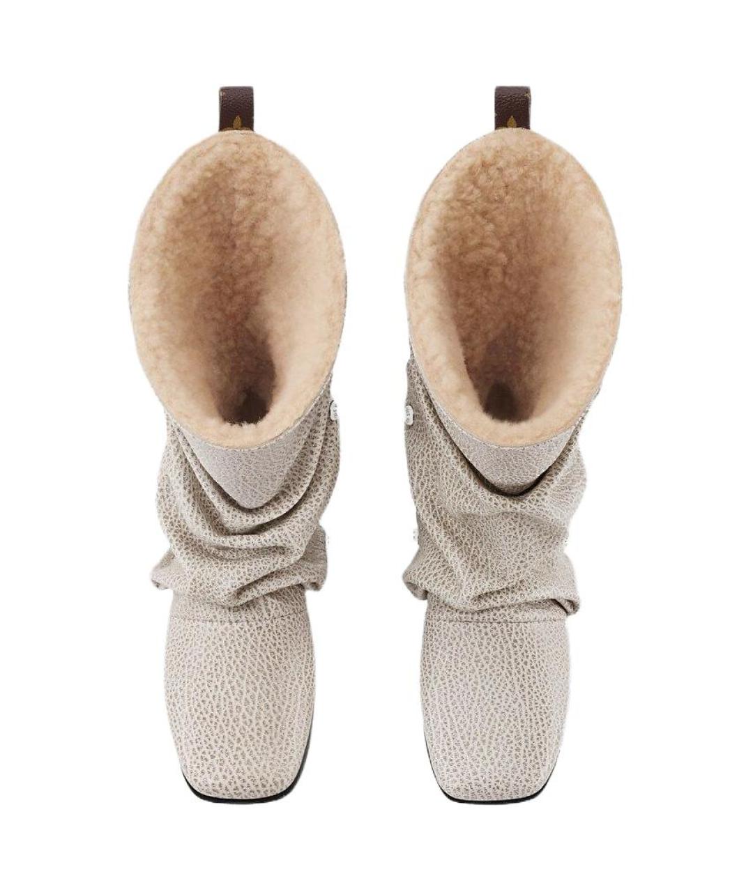 LOUIS VUITTON Бежевые кожаные сапоги, фото 4