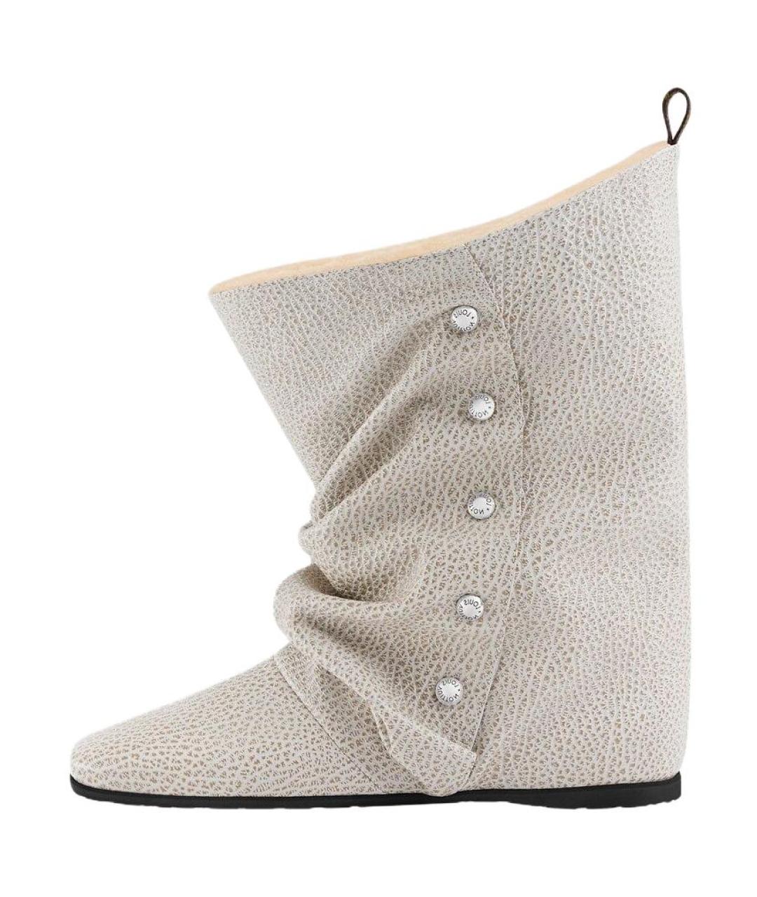 LOUIS VUITTON Бежевые кожаные сапоги, фото 2