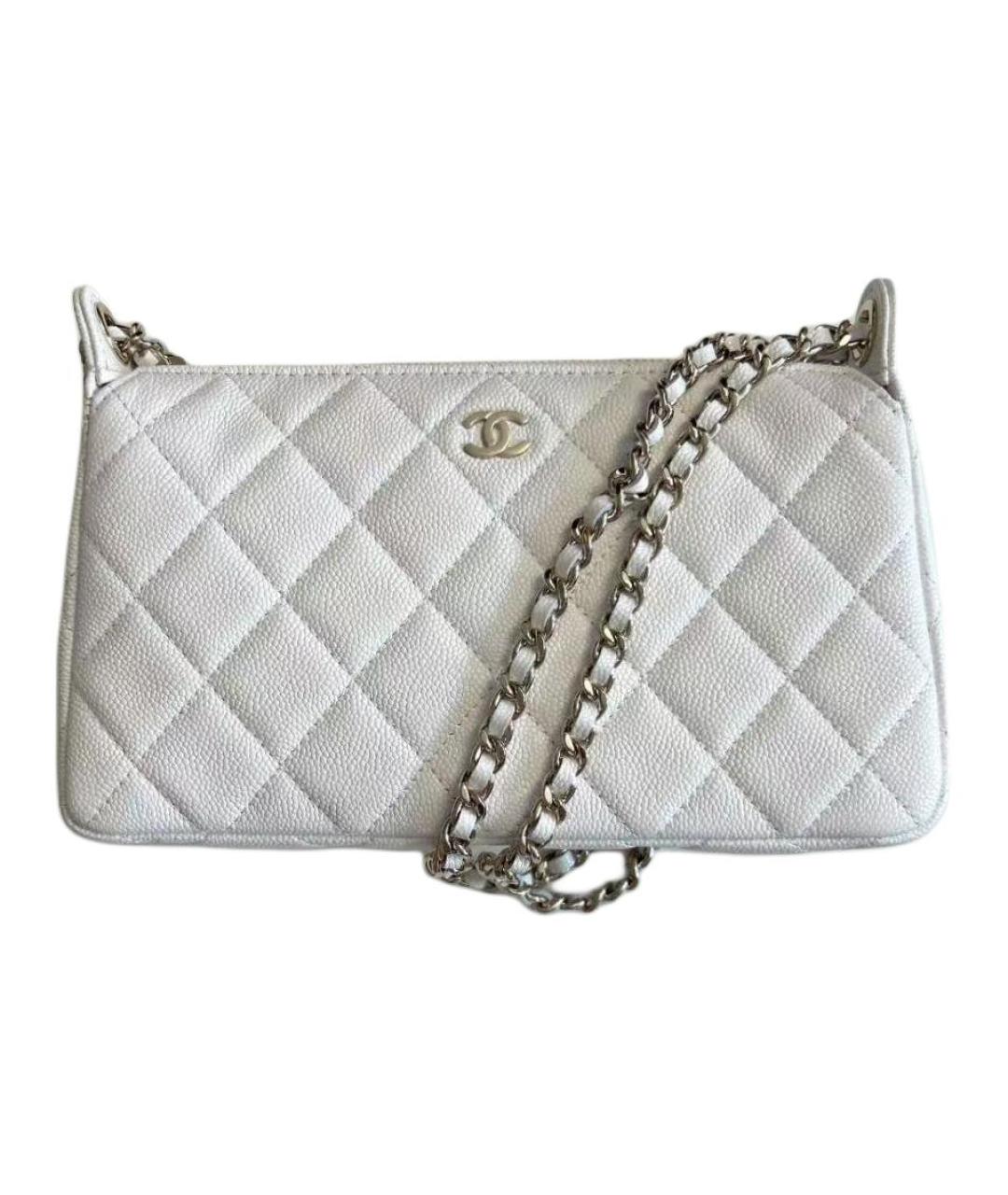 CHANEL Белая кожаная сумка через плечо, фото 1