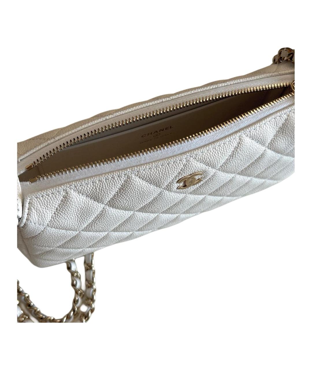 CHANEL Белая кожаная сумка через плечо, фото 3