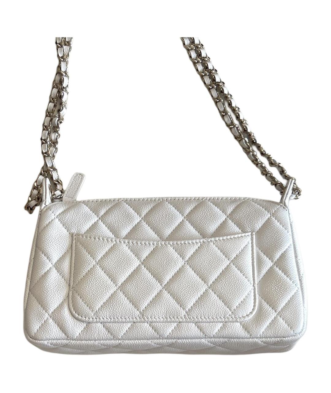 CHANEL Белая кожаная сумка через плечо, фото 2