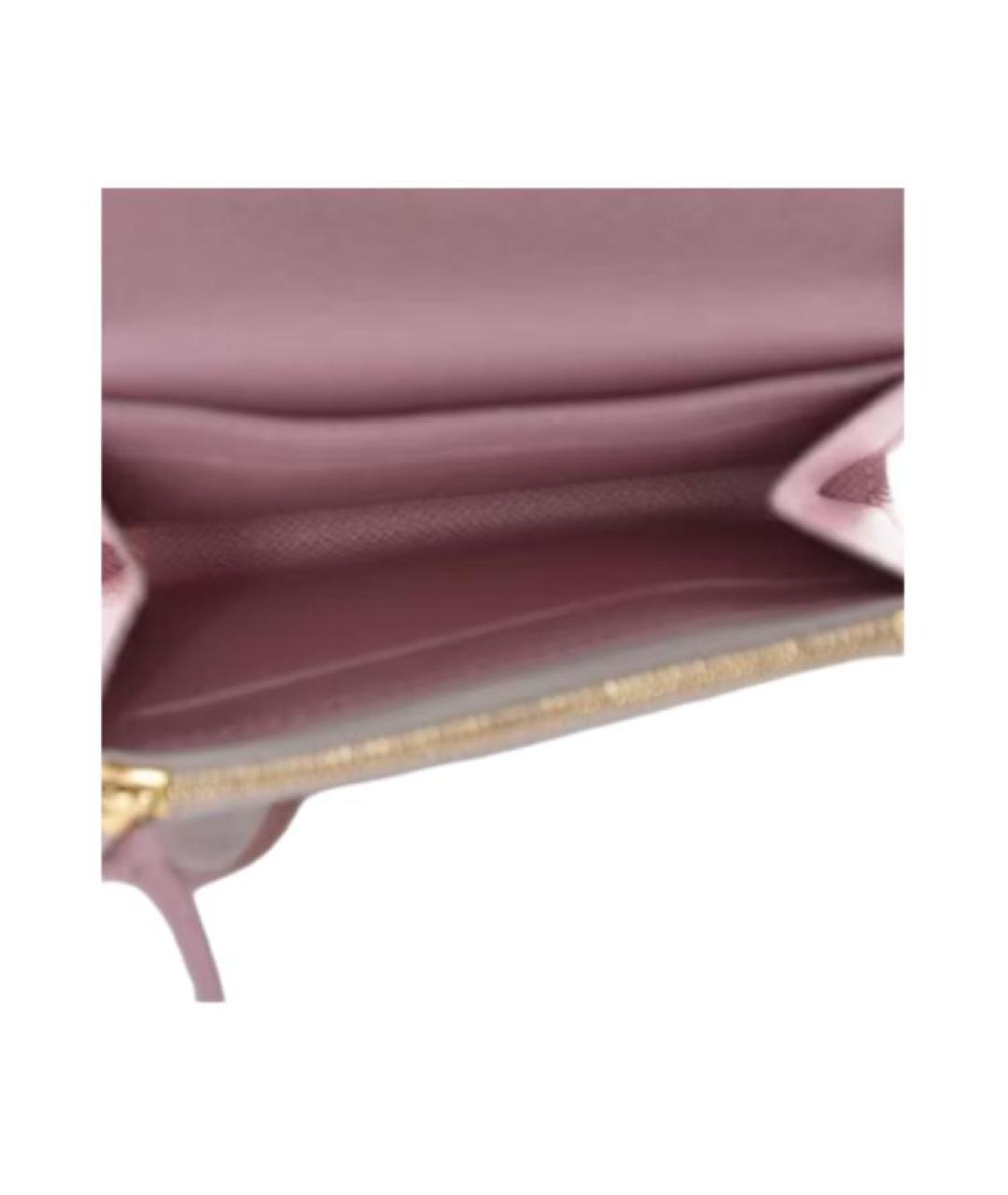 LOUIS VUITTON Розовый кожаный кошелек, фото 3