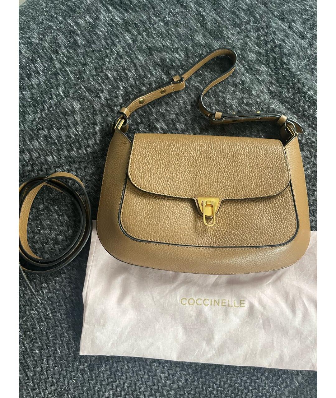 COCCINELLE Коричневая кожаная сумка через плечо, фото 7