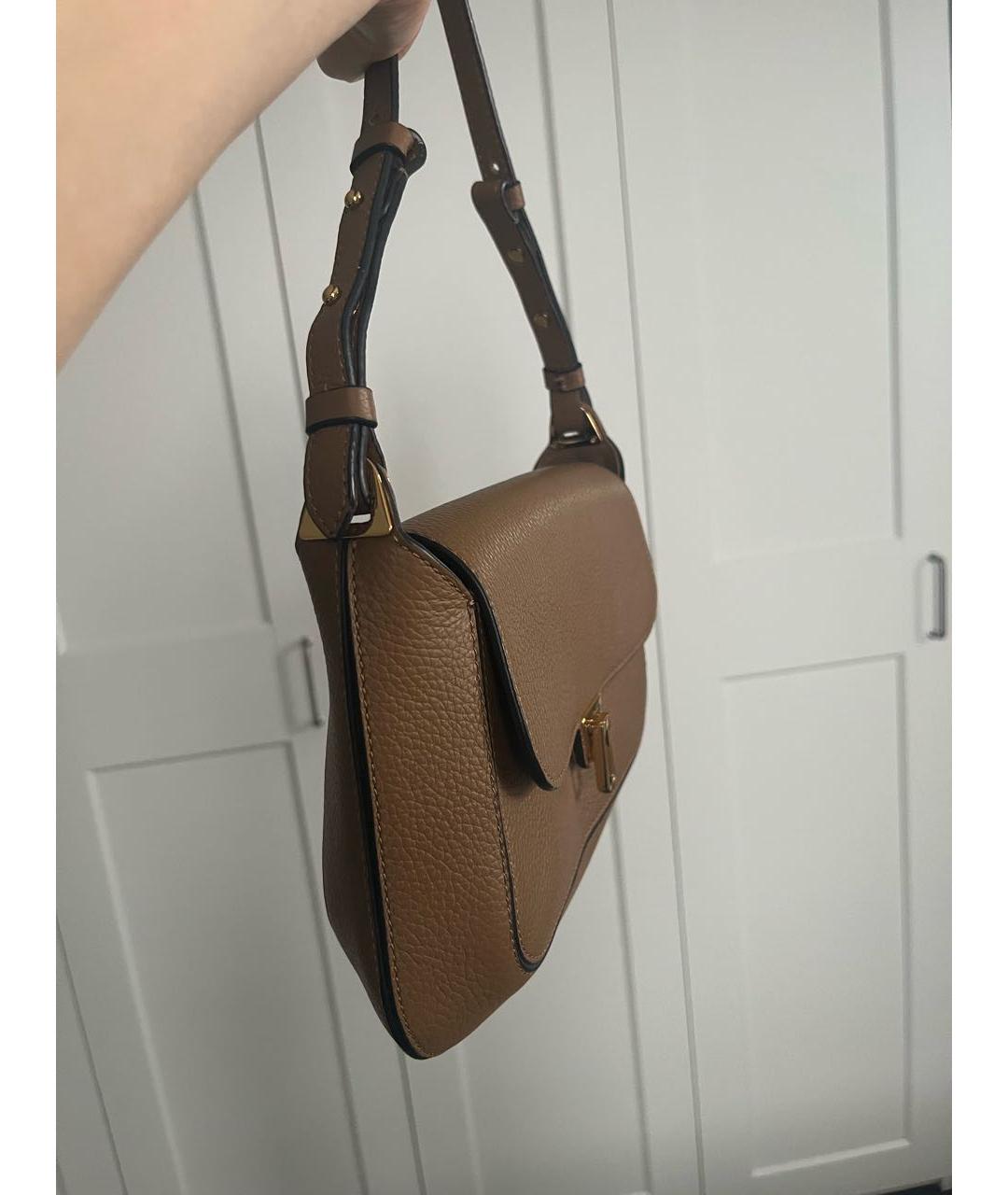 COCCINELLE Коричневая кожаная сумка через плечо, фото 5