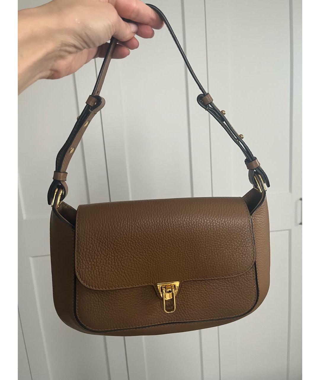 COCCINELLE Коричневая кожаная сумка через плечо, фото 9