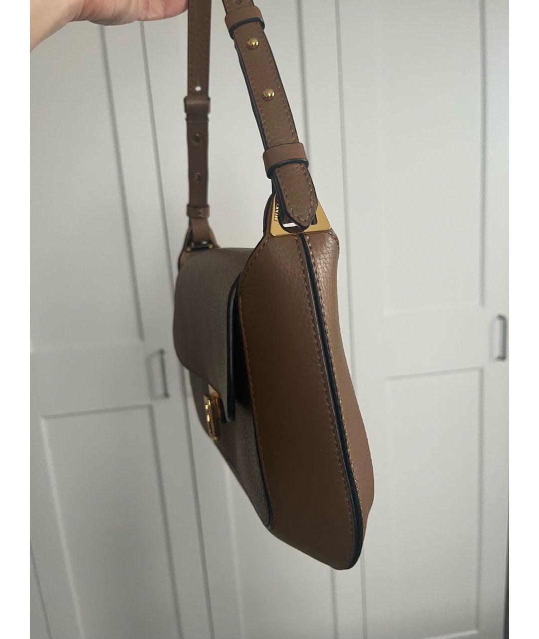 COCCINELLE Коричневая кожаная сумка через плечо, фото 6