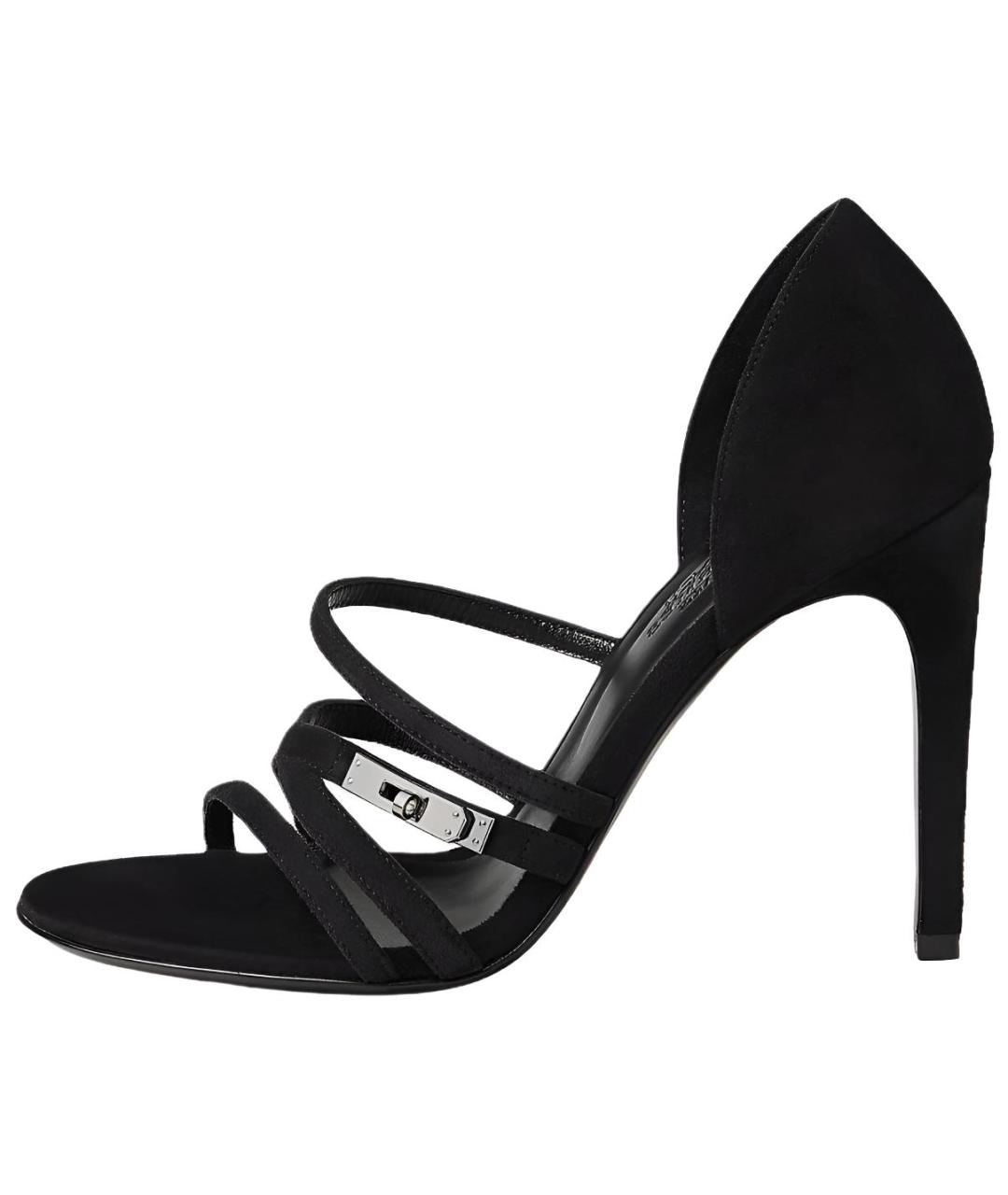 HERMES Черные замшевые босоножки, фото 2