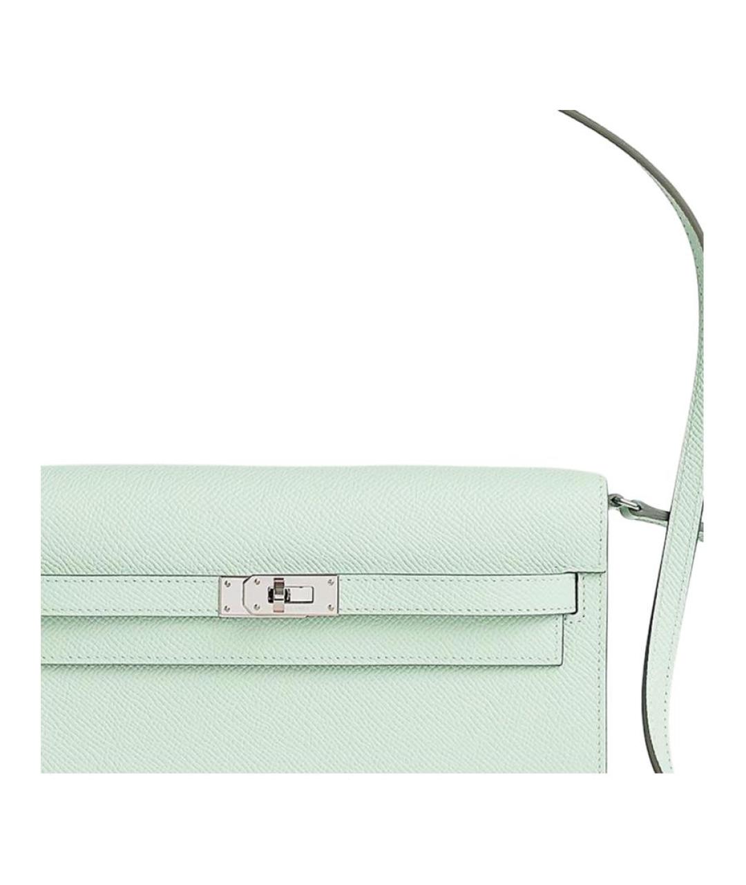 HERMES Бирюзовая кожаная сумка через плечо, фото 4